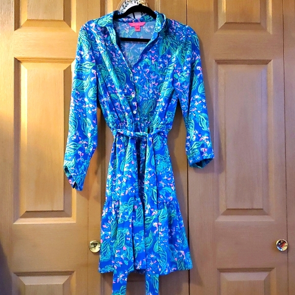 Lilly Pulitzer Eilenne Dress in Serenade in Shade - Picture 1 of 4